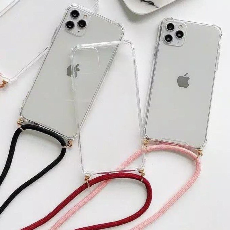 OPPO F9/A5S/A12/A7/A3S/F3/F5/F7/F7 YOUTH CASE ANTICRACK CLEAR PREMIUM TALI NAGITA LANYARD CASE