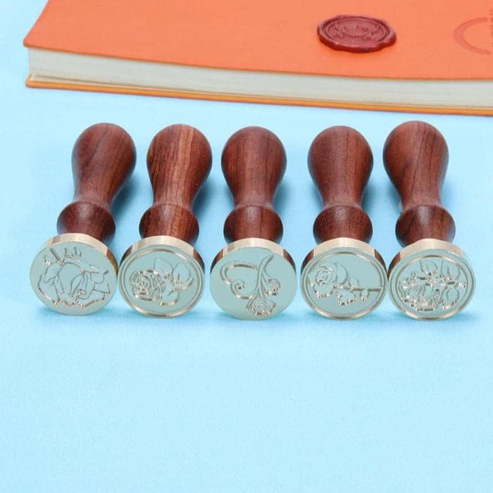 Sealing Wax Stamp with Wood Handle - Rose Flower Series