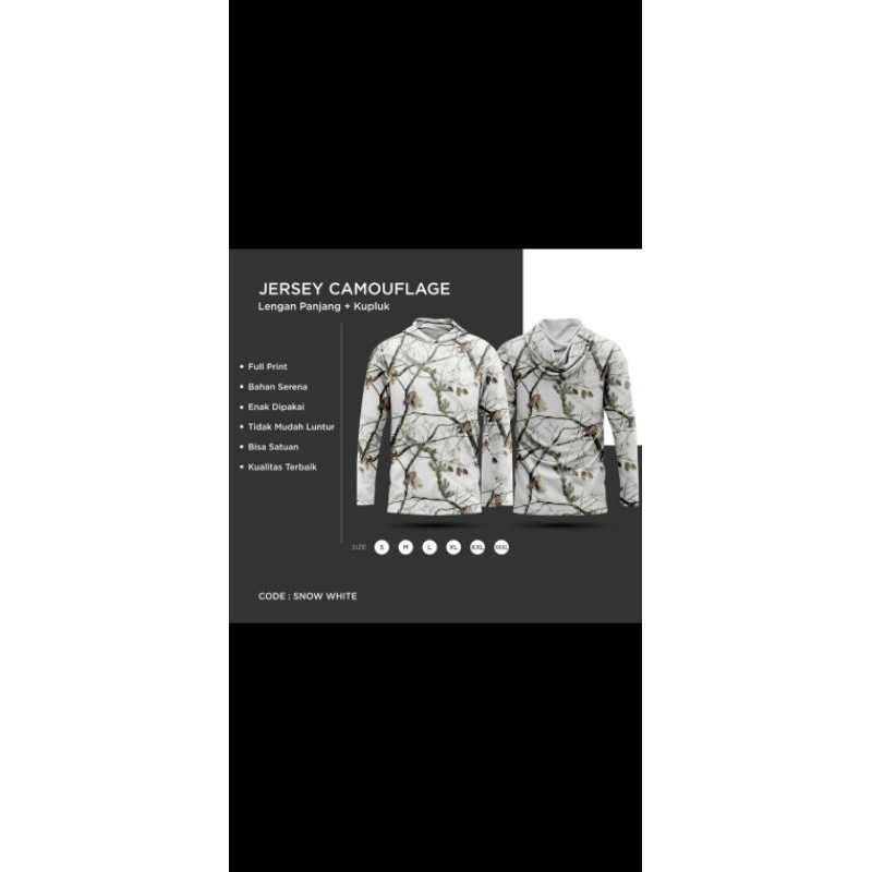 Jersey camouflage lengan panjang+kupluk