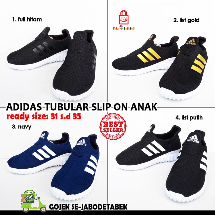 adidas tubular slip on anak - hitam. sepatu adidas anak. adidas promo 1255