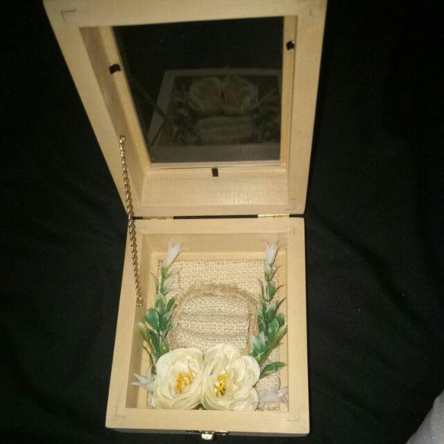 Kotak Cincin Kayu + Bunga Untuk Seserahan/ Kcb