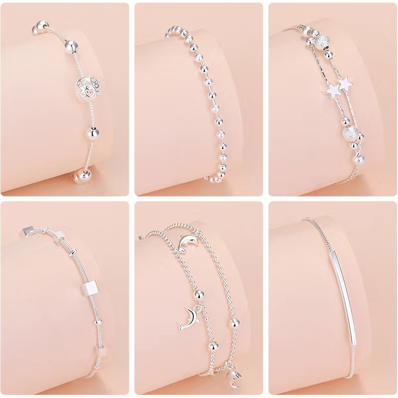 Perhiasan Gelang 925 Silver Model Simple Untuk Wanita