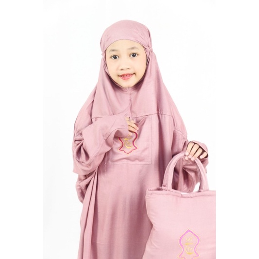 Mukena terusan anak terompah hadramaut jumbo polos traveling banyak warna