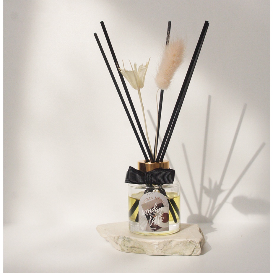 Edriahome Premium Reed Diffuser Sunday Latte / Room Perfume Reed Diffuser / Pengharum Ruangan / Aromaterapi / Gift Box Reed Diffuser / Gift Set Hampers / Pewangi Ruangan / Aromatic Reed Diffuser