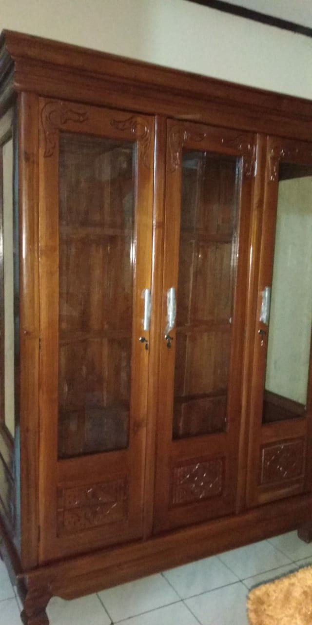 (GRATIS MASKER) Lemari pakaian baju gamis jati kaca | Shopee Indonesia