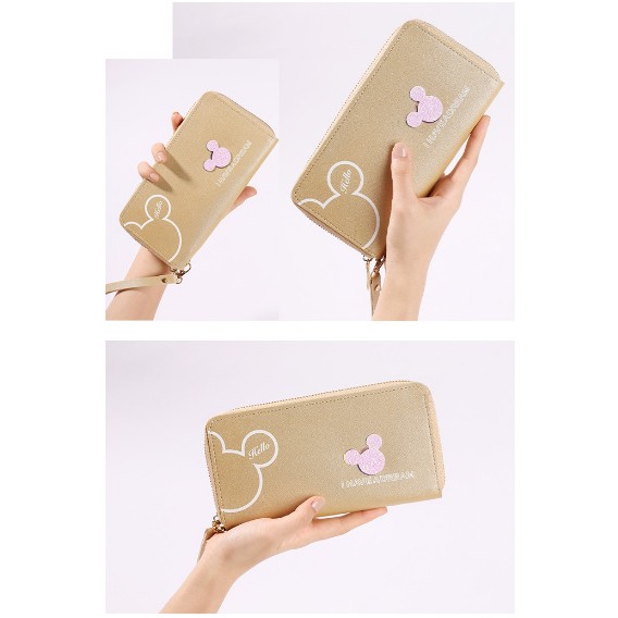 AND COD Dompet Panjang Mini Zipper Wanita Kulit Sintetis Motif Kartun Dompet Korea Wanita Murah D49