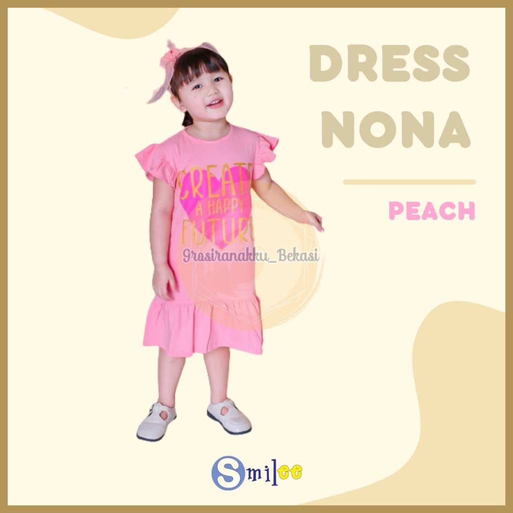 Dress Anak Smilee Nona Peach Love size 1-5Tahun