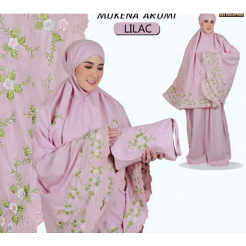 Mukena RCA COLLECTION ARUMI Mukena Mukenah Dewasa Katun Carini Premium Bordir Manual Bunga Sakura Pe