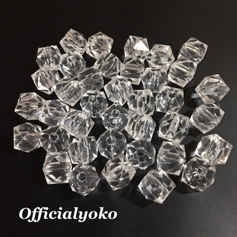 Manik Crystal Bening Bentuk Kotak 10mm (15gram)