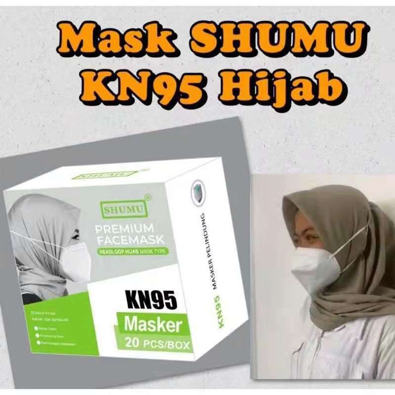 masker kn95 hijab headloop shumu anti virus anti debu 5ply layer lapis