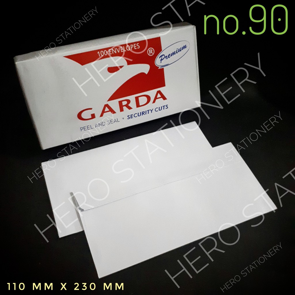 Amplop surat putih polos garda panjang no 90 . 100 lembar
