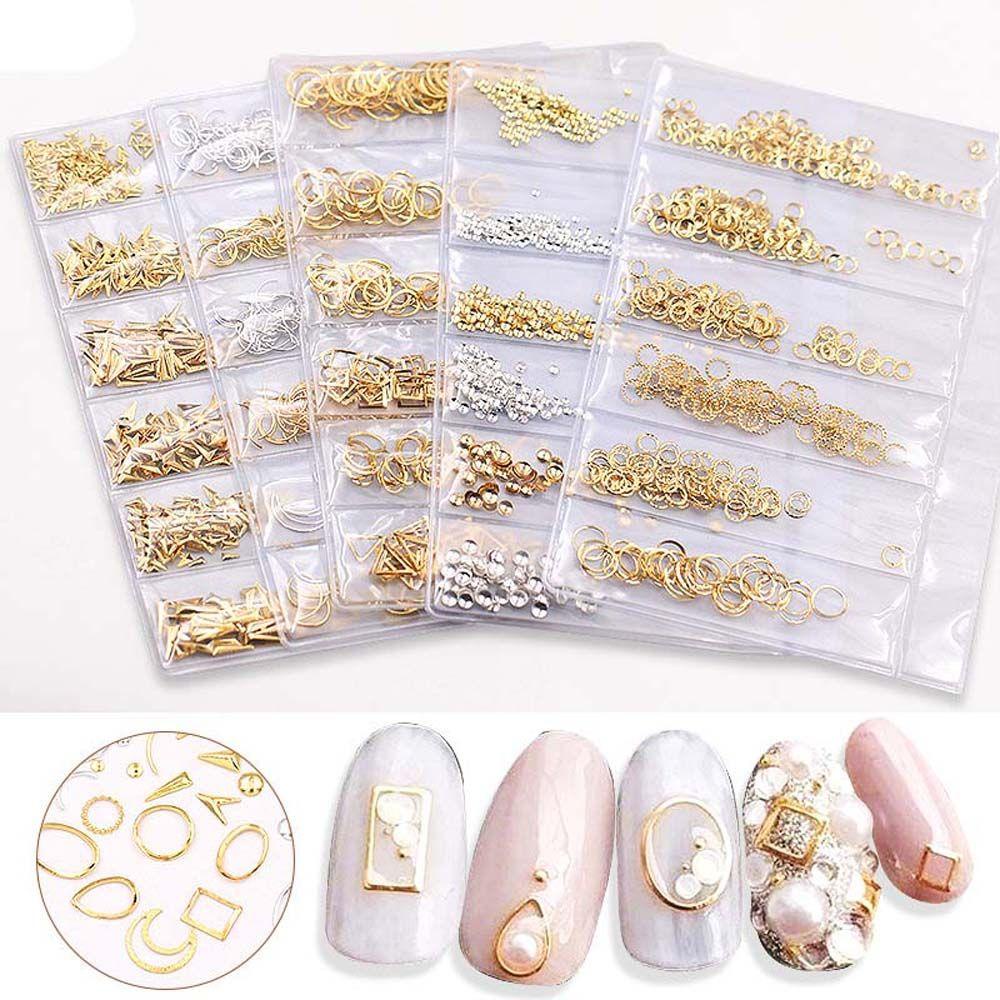 AUGUSTINA Agustina Nail Art Rhinestones Fashion Berbentuk Tidak Teratur Bulat Hiasan Kuku 3D Perhiasan Kuku