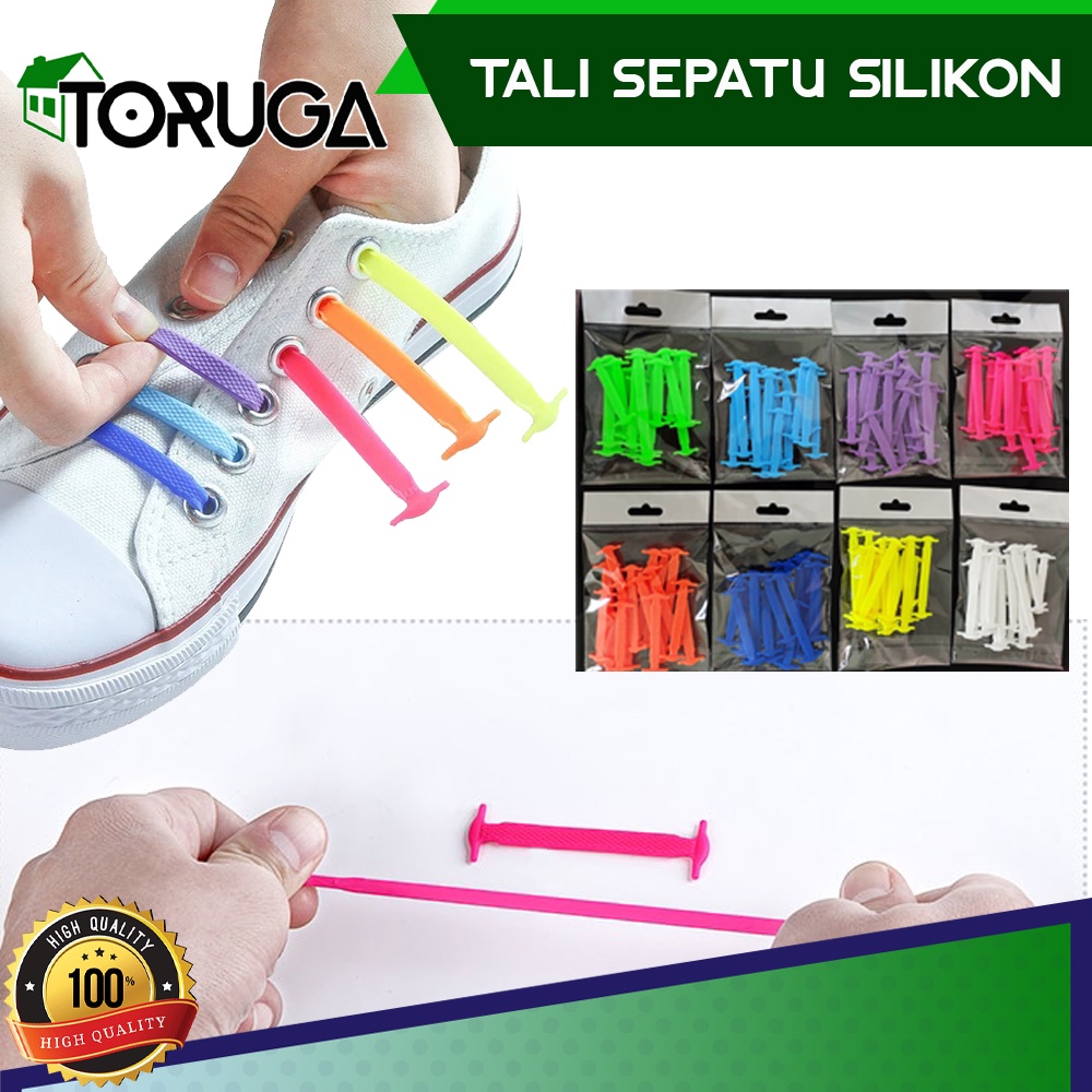 Tali Sepatu Premium Silikon Elastis Shoe Laces Karet Shoelace Silicon Sepasang Sepatu