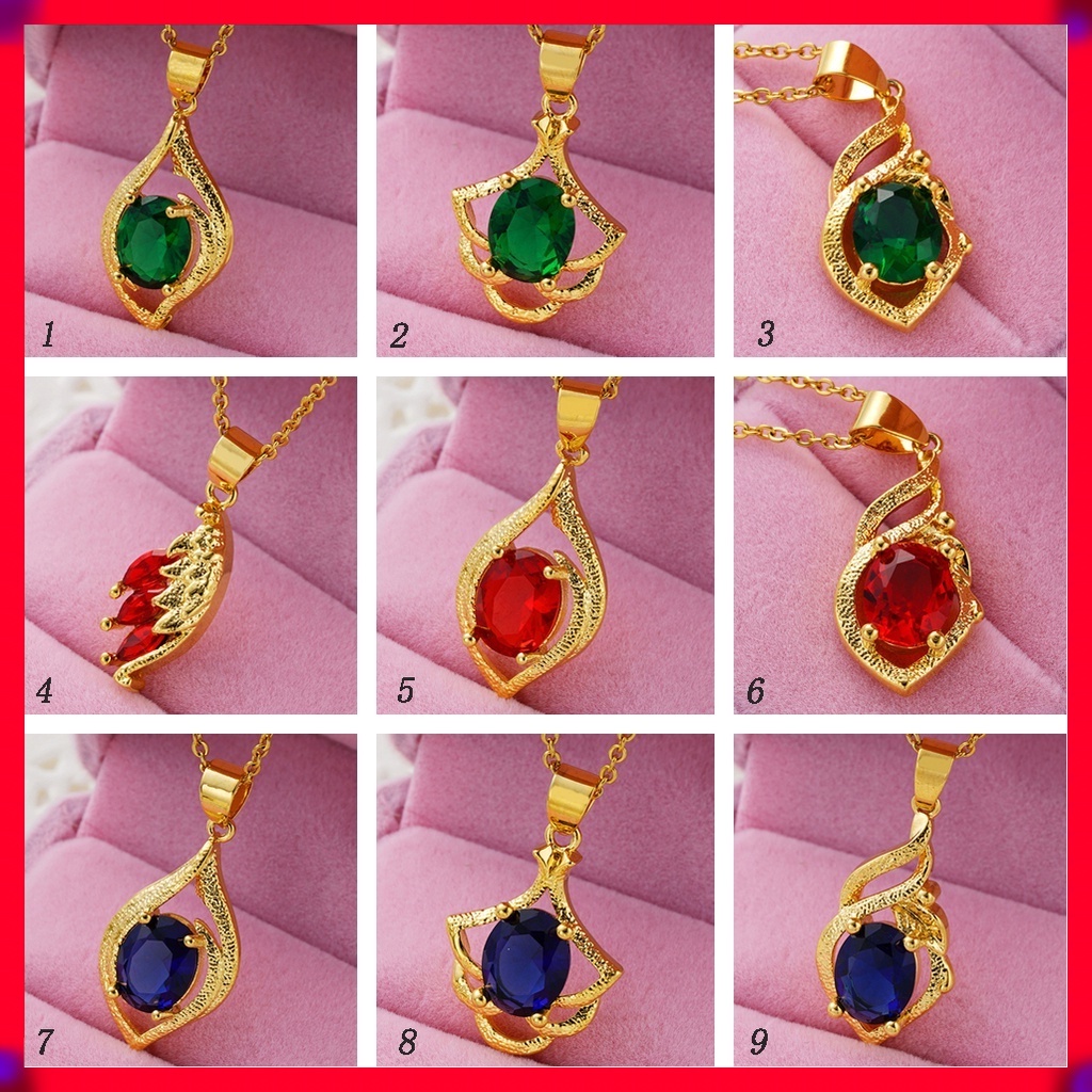 Kalung Lapis Emas Asli Kadar 375 Hias Liontin Batu Permata Zamrud Sapphire 50 Desain Gaya Korea Untuk Wanita