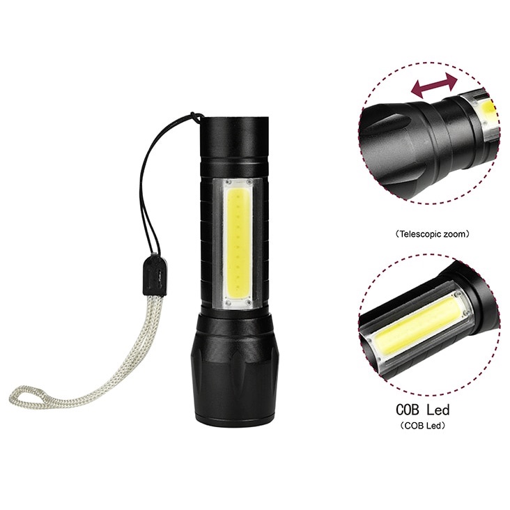 TaffLED Senter LED USB Rechargeable Q5 + COB 2300 Lumens