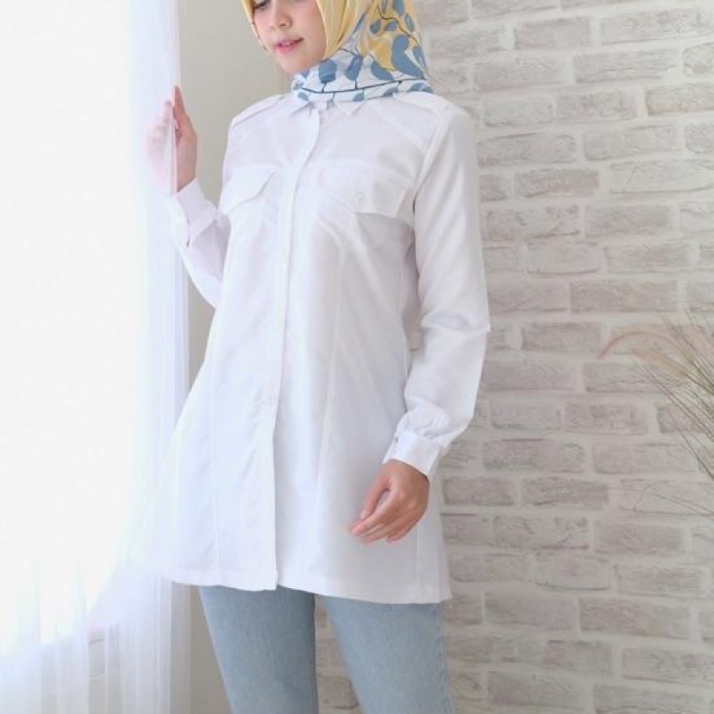 baju kerja wanita/baju atasan wanita polos pns dan guru putih series
