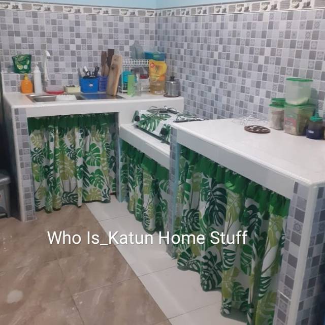 Gorden Kolong Dapur Monstera Premium Poni Hijau