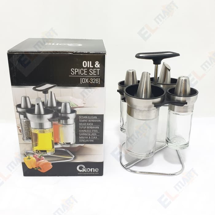 OXONE Oil &amp; Spice set OX 326 - tempat bumbu dapur minyak botol kaca