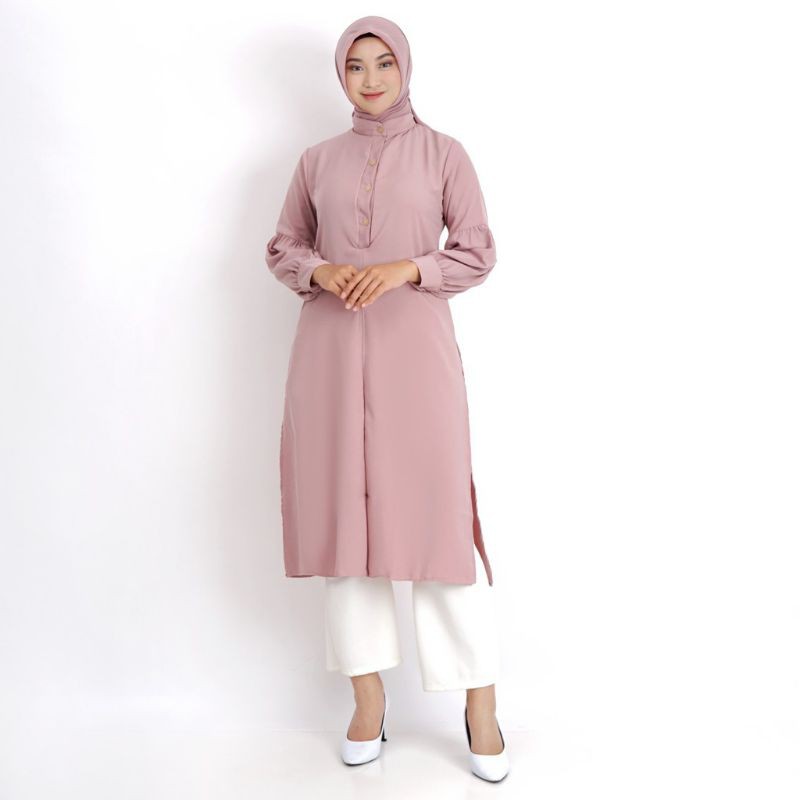 TUNIK WANITA POLOS LENGAN PANJANG BUSUI A072/O802 - BAHAN SHAKILA