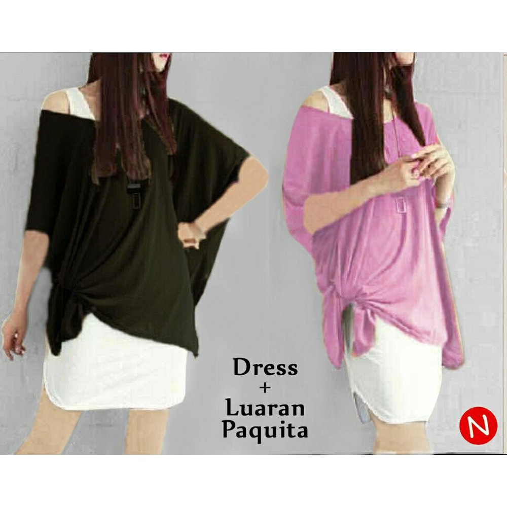 cn 42539 dress luaran paquita XL terusan rok span mini pendek putih white sexy outer hitam biru sim