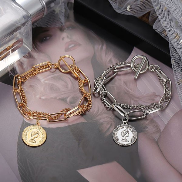 gelang double layer head pendant retro bracelet jge103 (1H1)