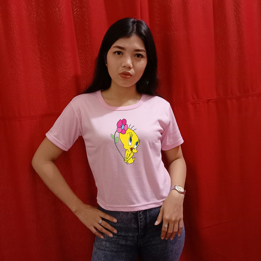 Bank Kaos Crop Tweety Kaos Thsirt Crop Top