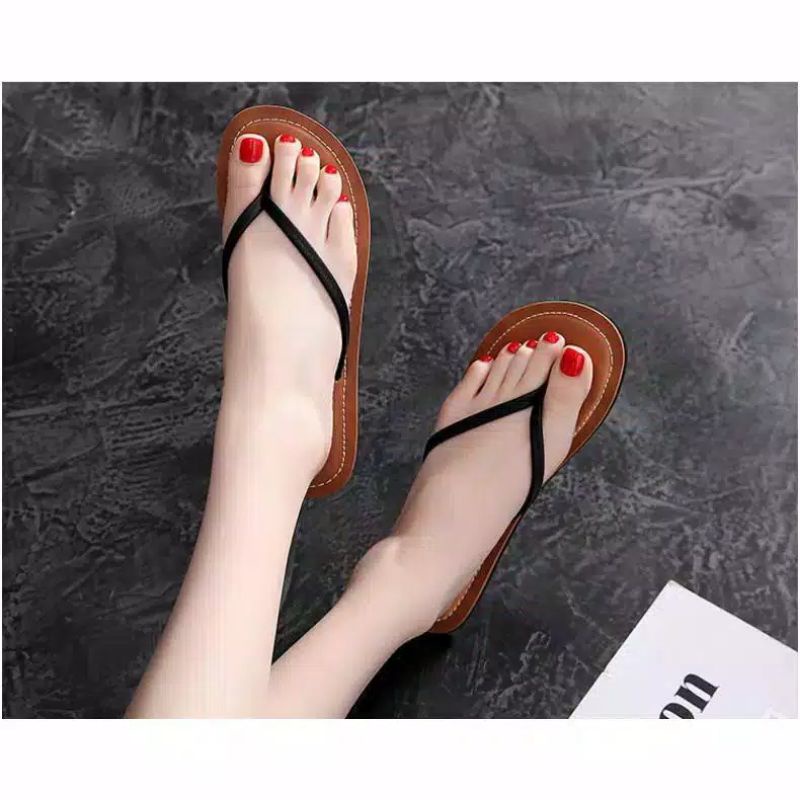 SANDAL JEPIT WANITA NEW HITAM COKLAT ipomea tipis