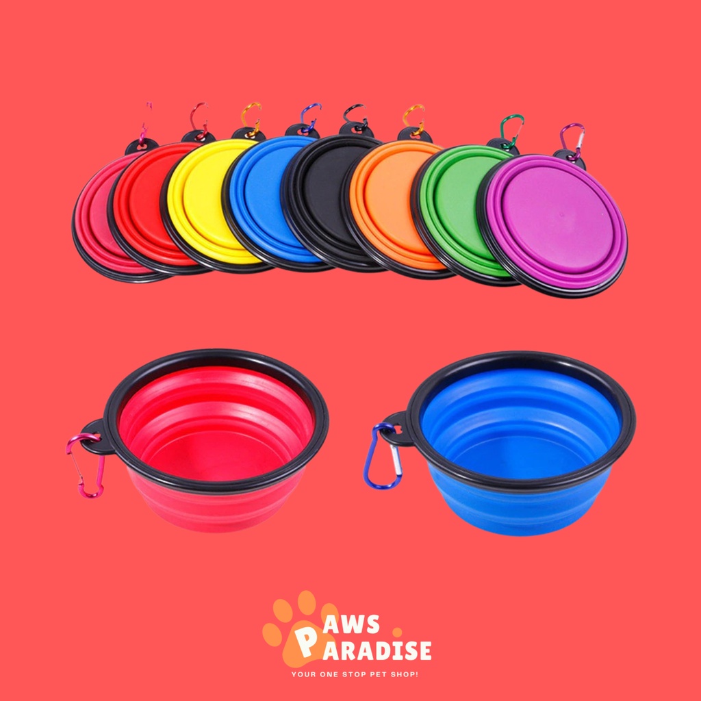 Pet Bowl Travel Lipat Silicone / Mangkuk Makan Anjing Kucing Lipat