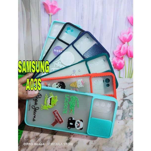 SAMSUNG A03S CASING SOFT CASE DOVE  KARAKTER SLIDE CAMERA MODEL TERBARU