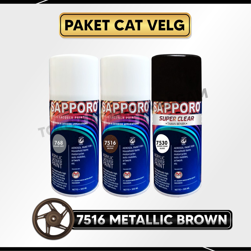 Paket Cat Velg 7516 Metallic Brown / Sapporo / Cat Spray Semprot Aerosol Terbaik