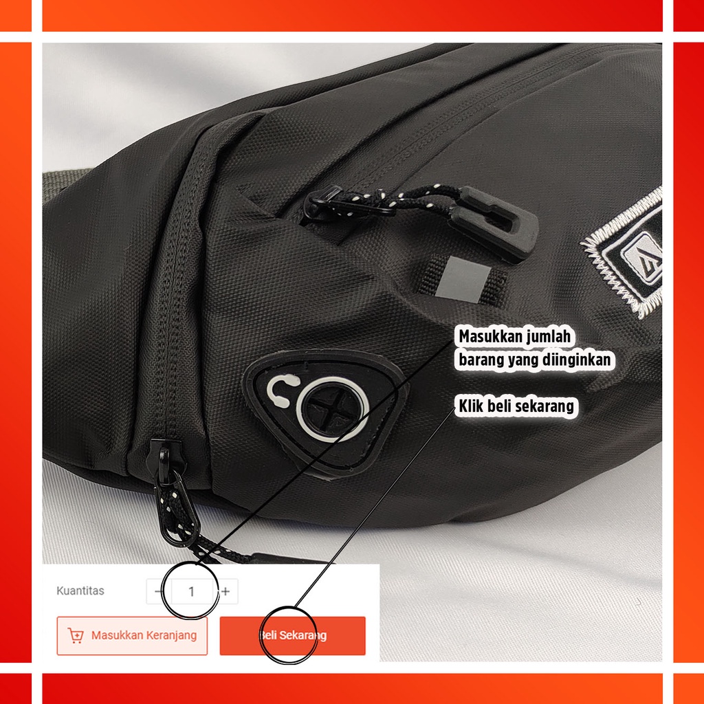 Waistbag Pria AUF MOON WATERPROOF Premium Tas selempang slempang bahu pinggang Laki westbag anti air sling bag slingbag cangklong cowok