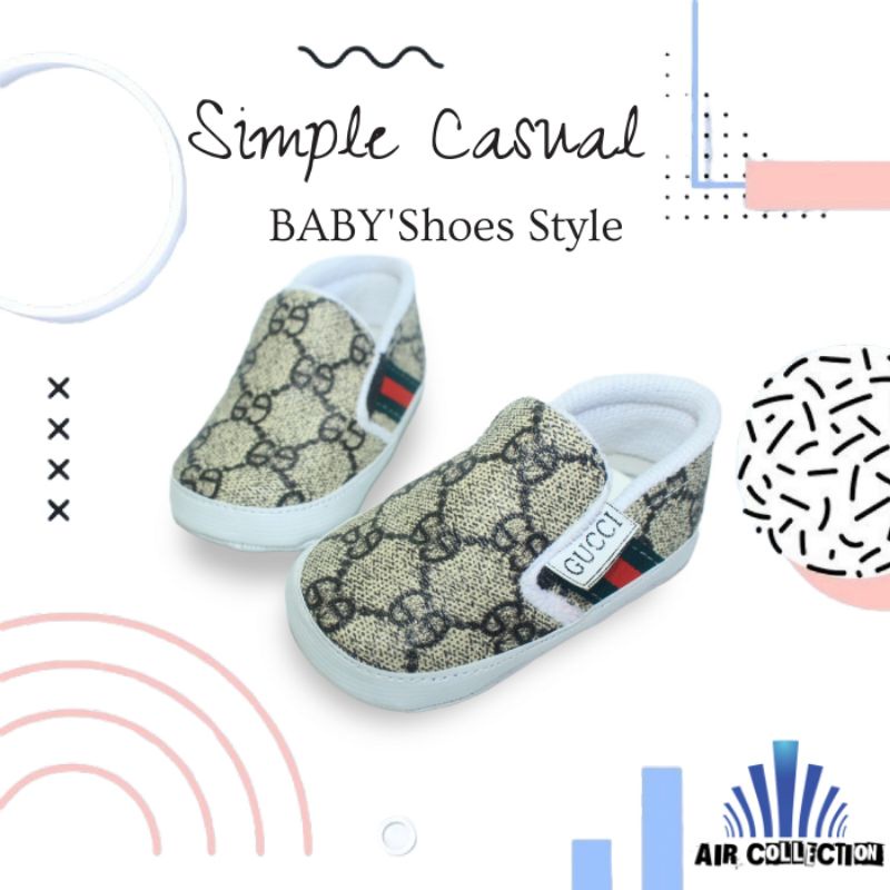 Sepatu Bayi Perempuan Usia Umur 0 12 Bulan GG Slip-On Baby Belajar Jalan - Air Collcetion