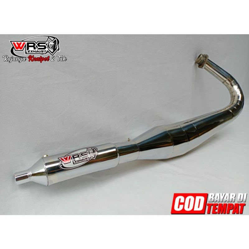 Knalpot 2 Tak Satria Hiu Lumba Kolong Drag Full Chrom Original WRS