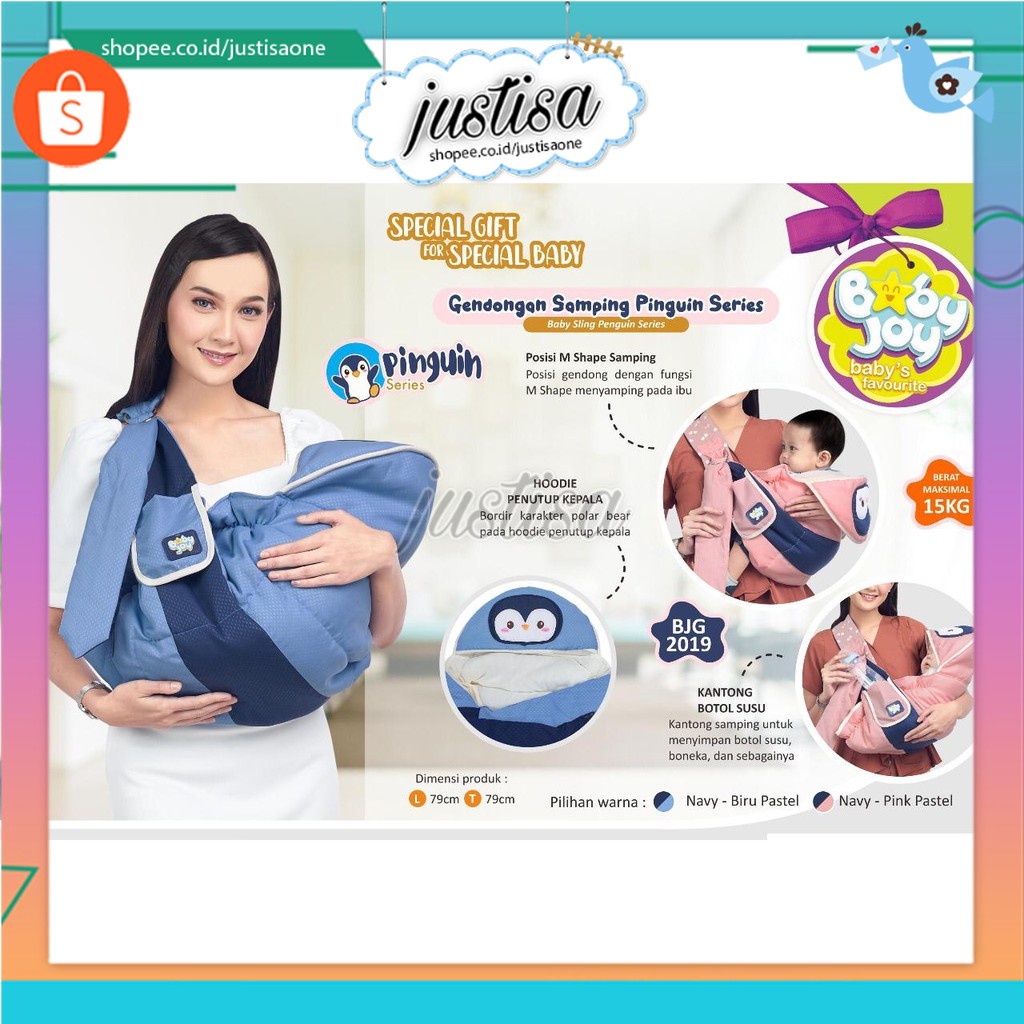 Promo !! GENDONGAN SAMPING BAYI BABY JOY PINGUIN SERIES - BJG 2019