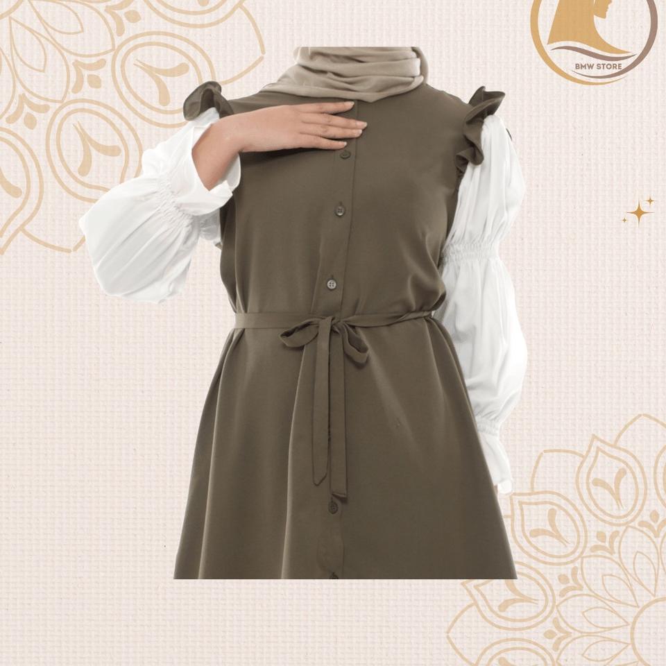Model Baru.. Setelan Baju Atasan Aurora Tunik Fashion Muslim OOTD Wanita Dewasa Warna Hijau Motif Po