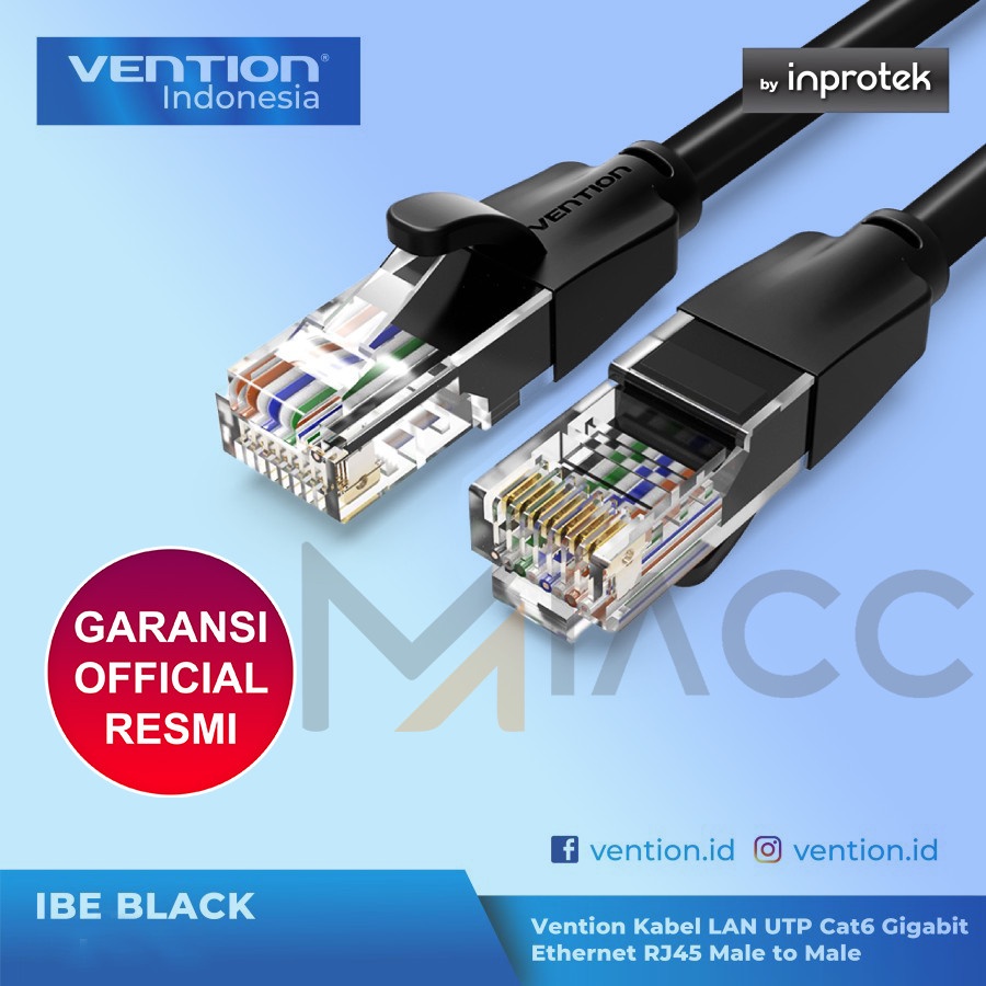 Vention IBE 1M 2M 3M 5M Kabel LAN Ethernet RJ45 Cat.6 UTP BLACK