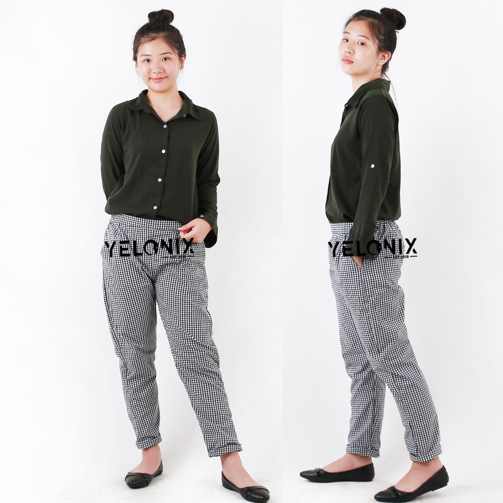 BOXY PANTS PREMIUM/ CELANA PENSIL TARTAN / CELANA BAGGY PANTS KOTAK / CELANA KOTAK