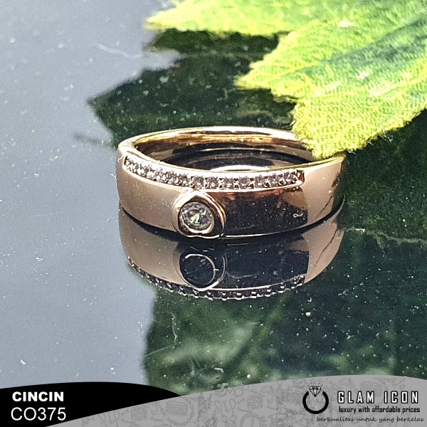 GLAMICON JEWELRY - Aksesoris wanita Cincin Wanita Couple Mata Satu Plus line C0375 CCG