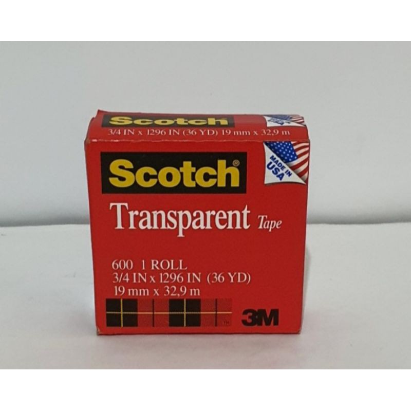 

3M scotch transparent tape 600 ukuran 3/4inch x 36y