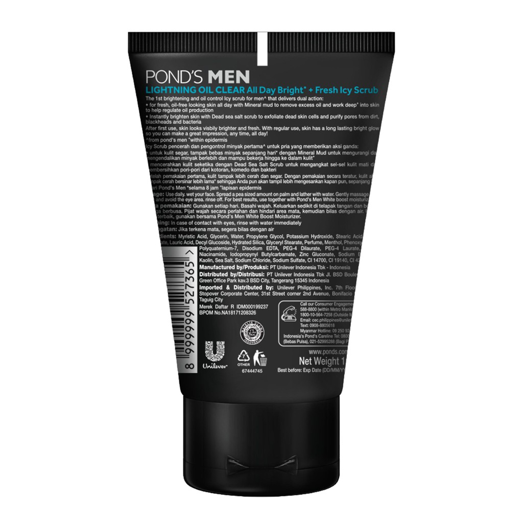 Pond's Men Facial Scrub Lightning Oil Clear | Ponds Men Lightening Oil Clear All Day Bright Face Scrub 100gr