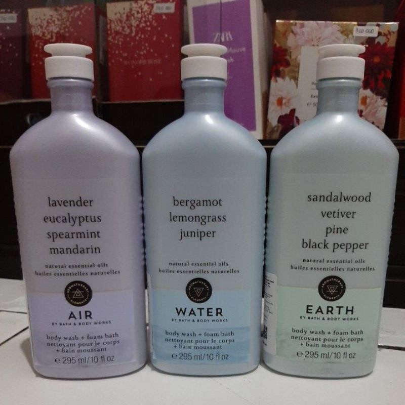 Bath & body works bbw aromatherapy body wash foam bath water air earth fire 295 ml original 100%