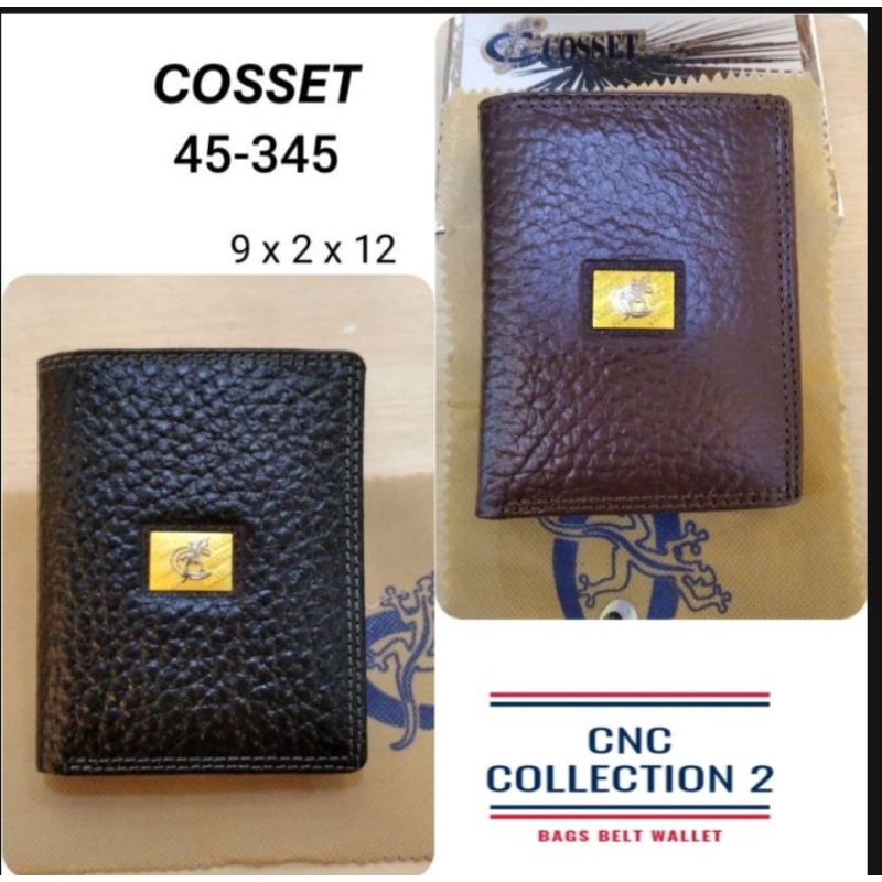 COSSET dompet pria kulit sapi asli 3/4 model berdiri  COSSET ORIGINAL 12 kartu