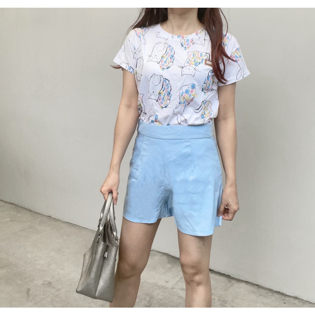 SL90 - CELANA PENDEK SHORT POLOS BLUE WANITA