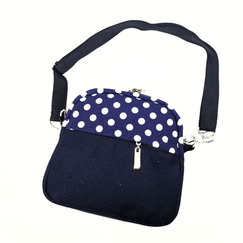 Slingbag Kanvas Motif Polkadot Premium Quality