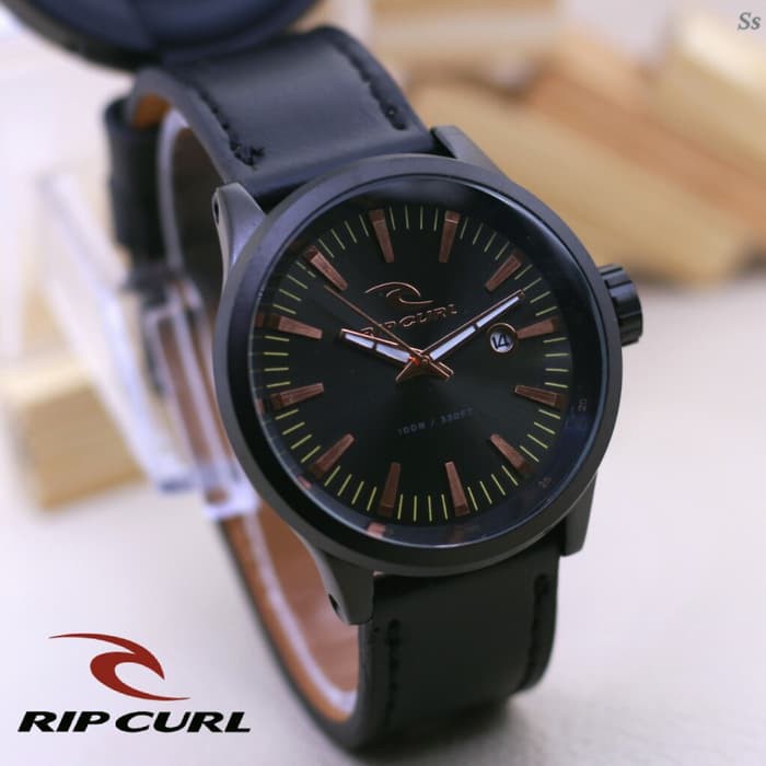 JAM TANGAN PRIA RIPCURL TANGGAL KULIT BLACK