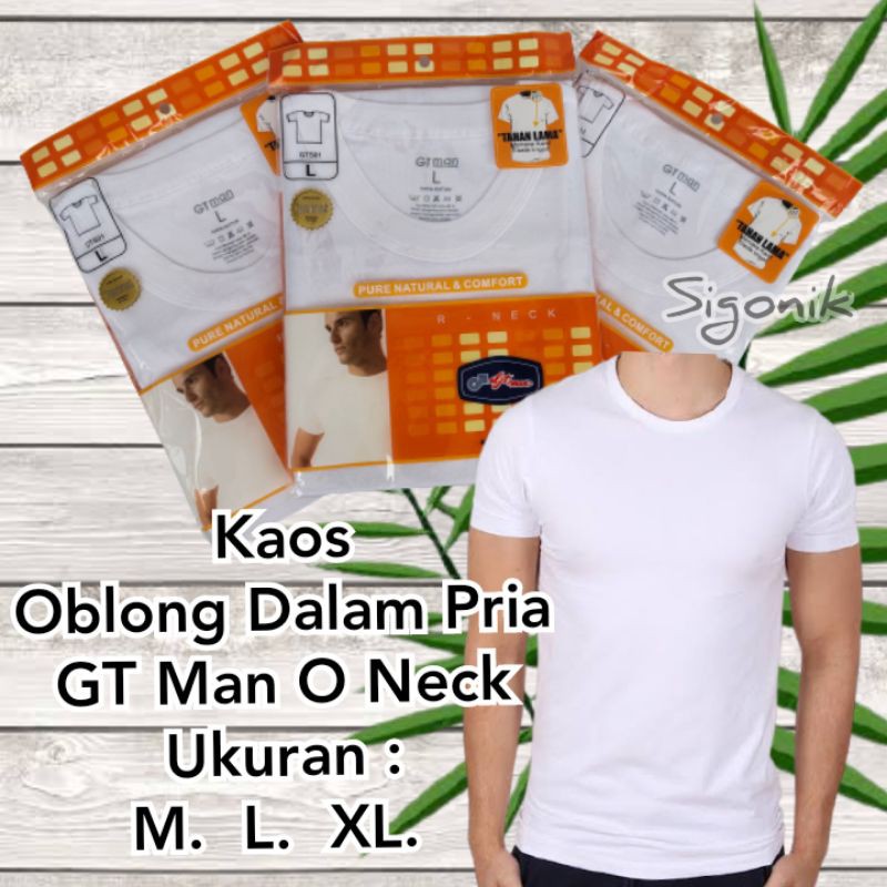 Kaos Dalam Oblong Pria Dewasa Cowok Remaja GTMan GTS-01 Putih Lengan Pendek M L XL Original