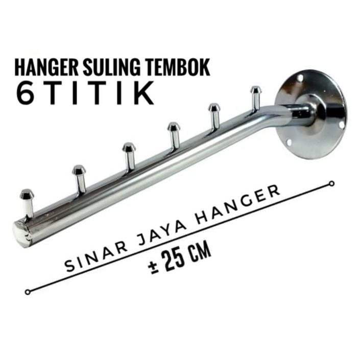 Hanger Suling Tembok 6 Titik Gantungan baju Display Toko