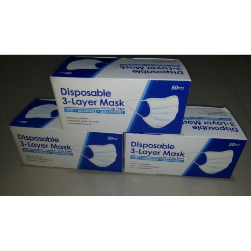 Masker/ Masker 3ply/ Face Mask Earloop isi 50pcs/ Masker 3ply/ Disposable Face Mask