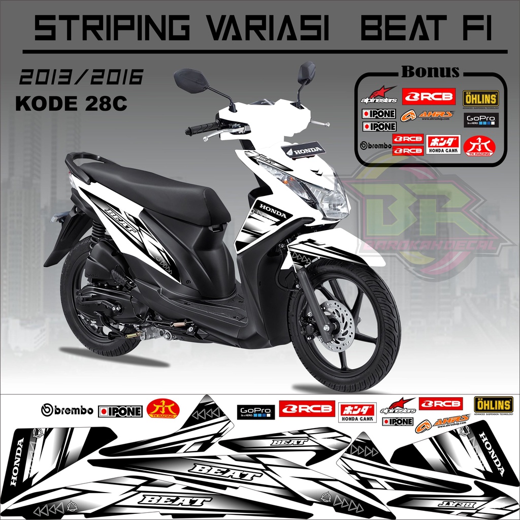 Striping Beat Fi 2013-2016 Stiker Lis Motor Beat Variasi kode 28