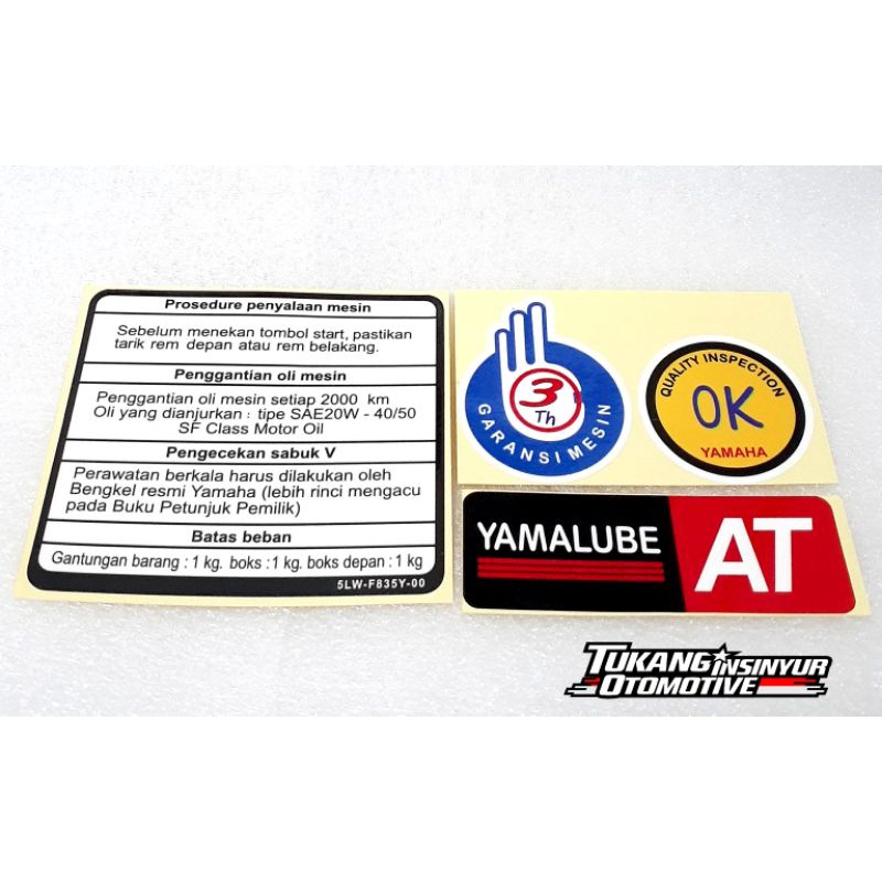 Jual Sticker Label Keterangan Prosedur Garansi Mesin Yamalube Yamaha